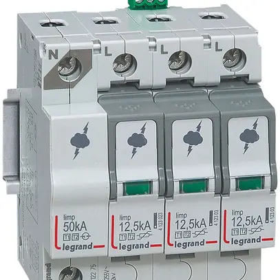 Limitatore di sovrat.Legrand T1+T2 3L+N Iimp.12.5kA, Imax.60kA 
