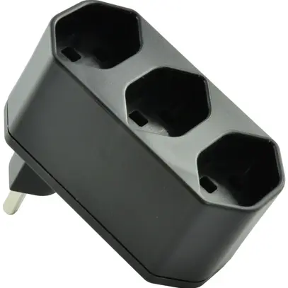 Abzweigstecker Warob 3×T23 schwarz LNPE 250V 16A 