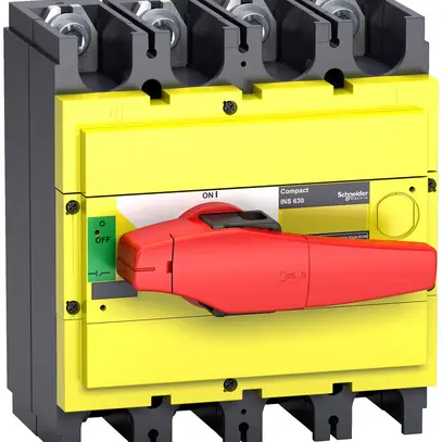 Interupteur de charge Schneider INS 4L 400A avec poignée rotative rouge/jaune 