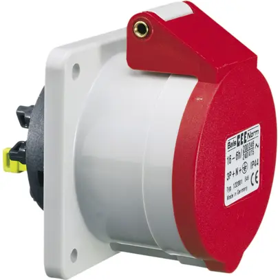 Presa INS CEE Bals 5P 16A 400V 3h rosso IP44 nich.QC dirit. 