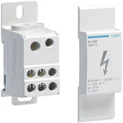 Blocco ripartitore Hager 125A 1L 1×10…35mm² + 1×1.5…16mm² 6×1.5…16mm² 
