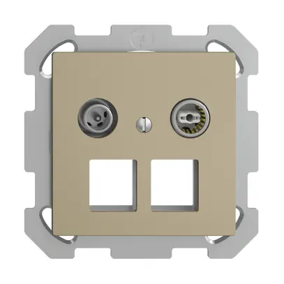 Prise multimédia 19dB ENC Edue FM, prise de passage, pour 2×RJ45 Keystone, sand 