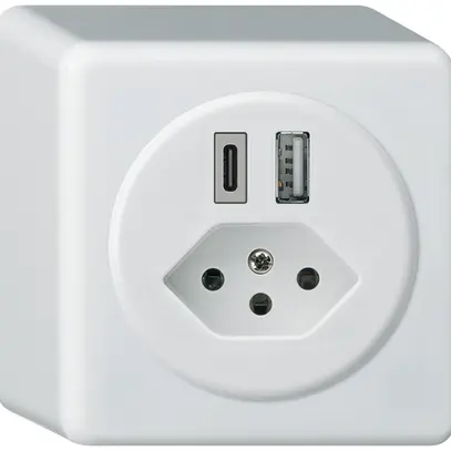 Presa di carica USB AP basico 18W PD 1×tipo A 1×tipo C tipo 13 bianco 