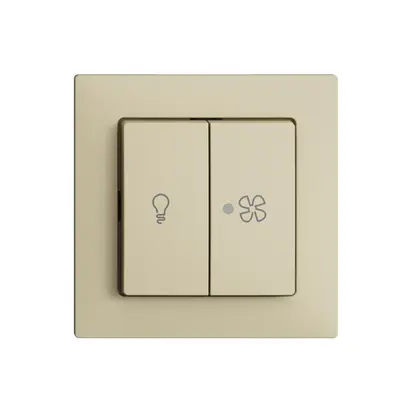 Interr. per luce e ventilazione EDIZIOdue vanille, LED giallo 