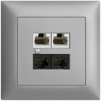 UP-Dose 4×RJ45 2×u/2×s EDIZIOdue silver R&M swissline NT 2ab 