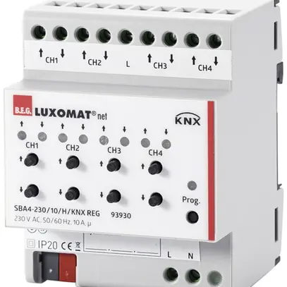 Actionneur de jalousie AMD KNX Luxomat SBA4-230/10/H/KNX, 4-fois, 10A/230VAC 
