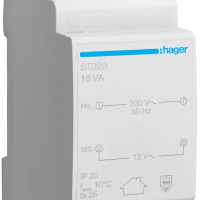 Transformateur AMD Hager 18W 12V 12V 1.5A 2UM 