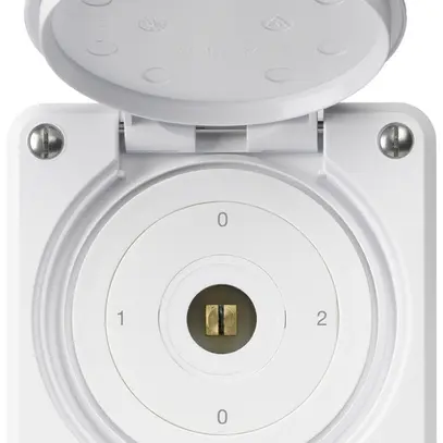 Interrupteur à clé carrée ENC robusto IP55 avec clapet S2/1P blanc combi 