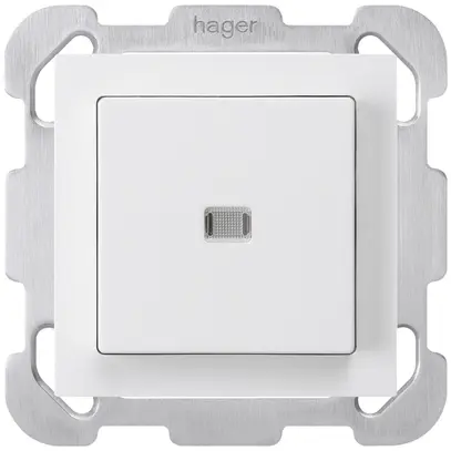Interrupteur poussoir lumineux ENC kallysto 3/2P blanc avec plaque de fixation 