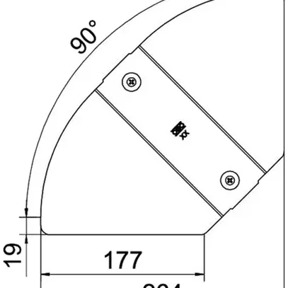 Couvercle BET RBD W p.coude réglable 200mm acier fin A4 brut 