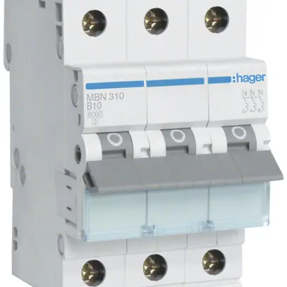 Disgiuntore Hager MCB 3P 415V tipo B 10A Icn 6kA 3UM 
