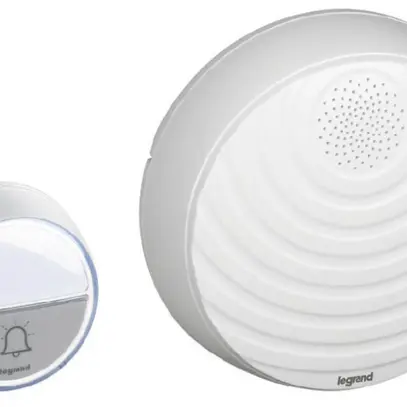 Carillon sans fils Legrand Comfort 100m, 3V, avec bouton poussoir, blanc 
