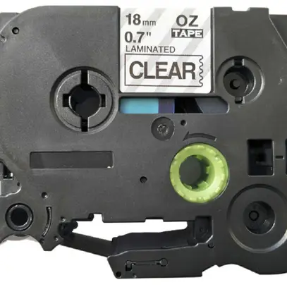 Cassette ruban compatible avec OZE-141, 18mm×8m, transparent-noir 
