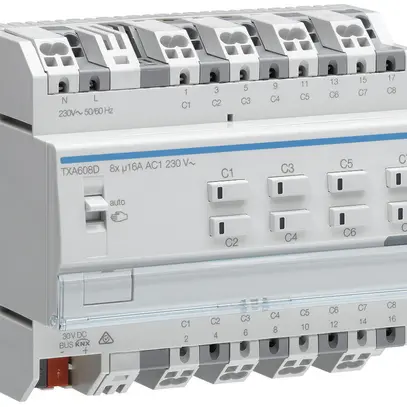 Module de sortie AMD KNX Hager easy 16A charge C octuple 