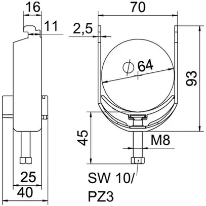 Schnellverleger BET 2056 N-Fuss Kunststoff 58…64mm 1×Kabel Stahl tfZn 