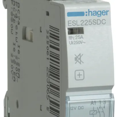 Contattore AMD Hager 12VDC 2 chiusura 0 apertura 25A senza ronzio 1UM 