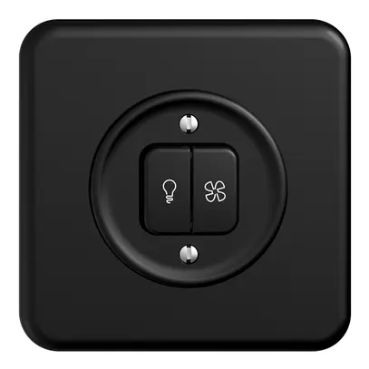 Interr.p.luce+ventilazione ENC STANDARDdue nero LED giallo 