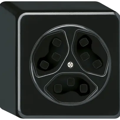 Presa AP Hager basico 3×tipo 23 Q nero 