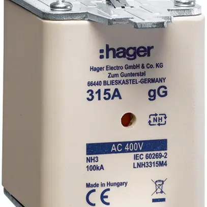 Fusibile HPC Hager DIN3 400VAC 400A gG/gL segnalatore doppio antiruggine 
