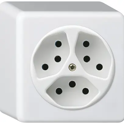 Prise AP basico 3×type 13 blanc h=54mm 