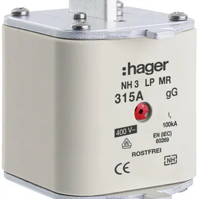 Fusibile HPC Hager DIN3 400VAC 315A gG/gL segnalatore centrale inossidabile 