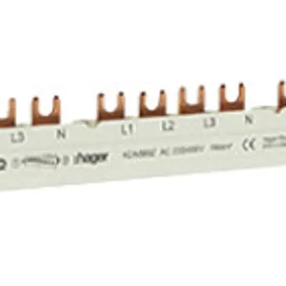 Phasenschiene Hager 4P 3L Gabel 16mm² 80A 1035×12mm weiss 