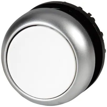 Pulsante ETN RMQ piatta bianco, ad impulso, anello cromato 