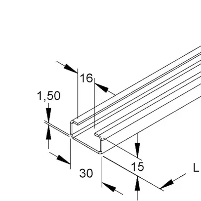 Barre profilée C 30×15mm L=2m zinguée à chaud par immersion 