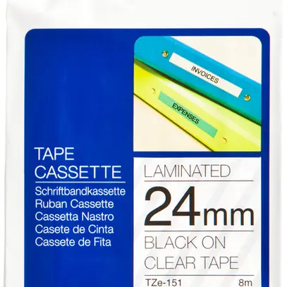 Cassette ruban Brother TZe-151 24mm×8m, transparent-noir 