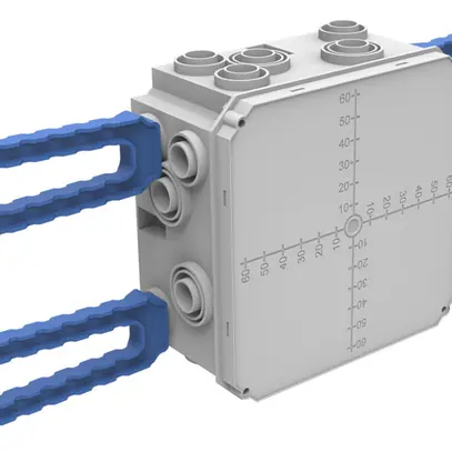 Boîtier ENC Spotbox UP4, 2×2, avec 4 ailettes clip M20, gris 