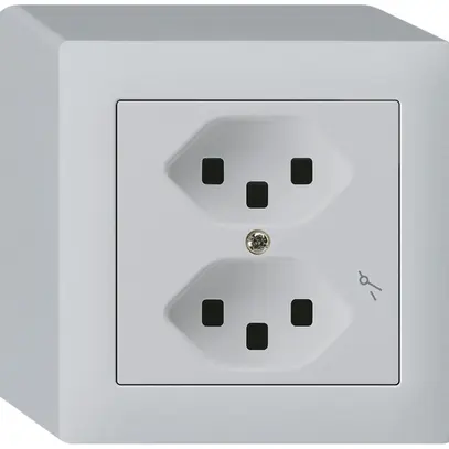 AP-Steckdose Hager kallysto 2×T23 1×S Q lichtgrau 