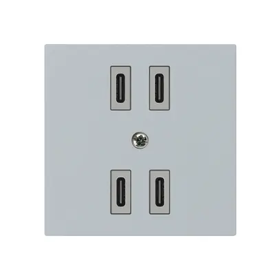Prise de charge USB Hager kallysto 2×C-C 2×20W ou 4×10W 5V 60×60mm gris 
