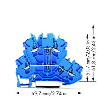 Borne 2 étages WAGO TOPJOB S (N) 2.5mm² bleu 