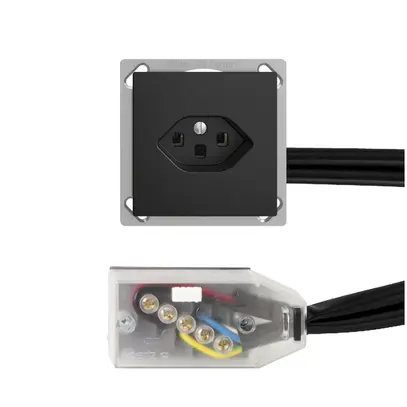 Prise INC EDIZIOdue T23 L1 noir pour câble plat Technofil 