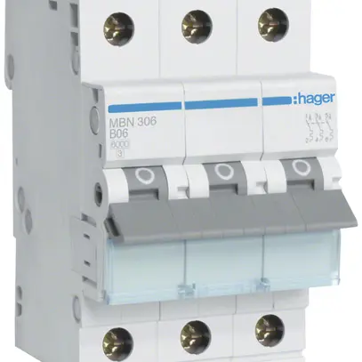 Disgiuntore Hager MCB 3P 415V tipo B 6A Icn 6kA 3UM 