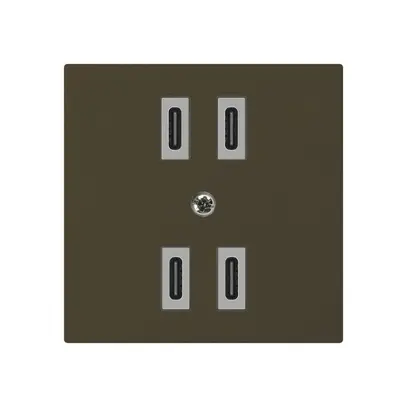 Prise de charge USB Hager kallysto 2×C-C 2×20W ou 4×10W 5V 60×60mm brun 