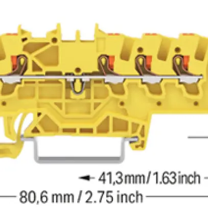 Borne de passage joignable WAGO TOPJOB S 1.5mm² 24A Push-in 5×1 TH35 jaune 