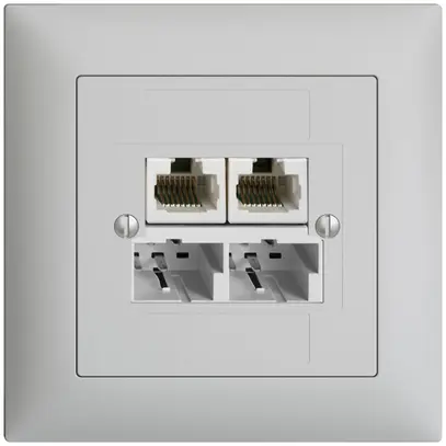 Scatola INC SOHO 2×TT/2×RJ45/u sep.ITplus EDIZIOdue grigio chiaro 