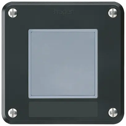 Contact à poussoir de sonnerie ENC Hager robusto IP55 avec plaquette noir 