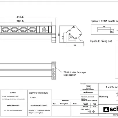Presa multipla da tavolo Desk-Mountain 4×T13/1×USB-A/1×USB-C 3m T12 F=10A 