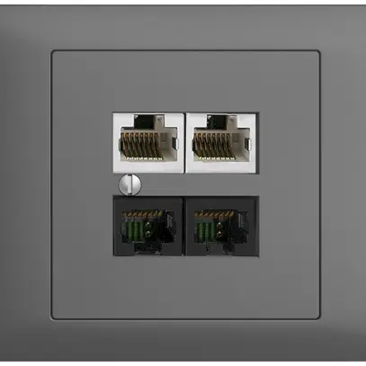 EB-Dose 4×RJ45 2×u/2×s EDIZIOdue dunkelgrau, R&M swissline NT 2ab 