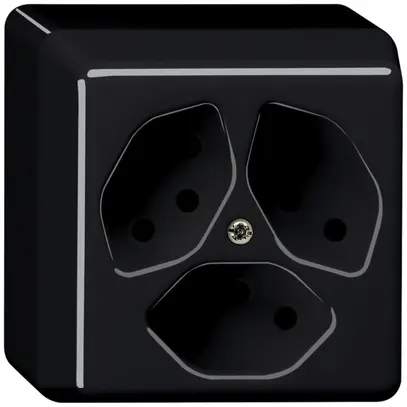 Prise AP basico 3×type 13 noir 