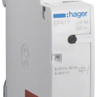 Télérupteur Hager 1UM 8…24VAC/DC 1500W 0 ouvreur 1 fermeur 0 inverseur 