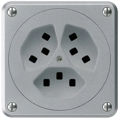 Prise Hager robusto, 3×T23, A, aluminium 