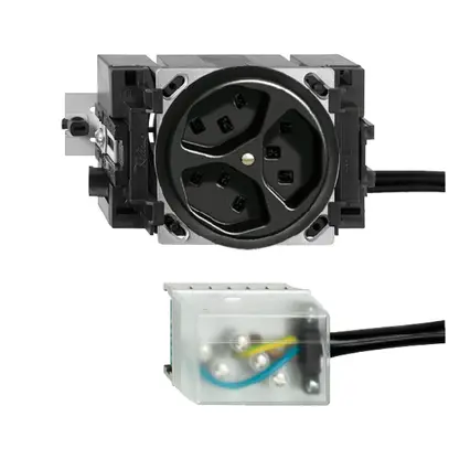 Presa INS 3×T23 16A nero 53mm L1 FH per Ecobus power 