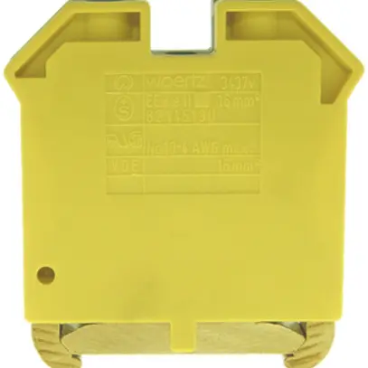Morsetto di terra componibile Woertz 6…16mm² vite 2×1 DIN 35mm verde/giallo 