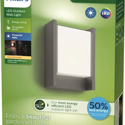 Applique LED Philips Arbour 3.8W 800lm 2700K IP44 diretto antracite 
