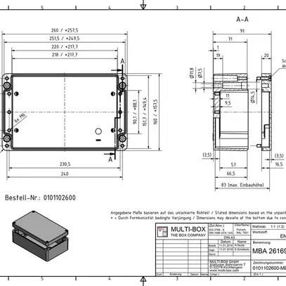 Scatola alluminio SWIB ENSTO AG 160×260×90mm IP66 grigio 