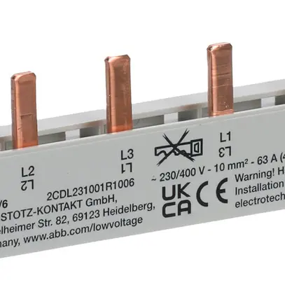 Kammschiene ABB pro M compact PS3/6 3P/3L 10mm² 63A 106mm grau 
