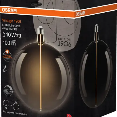 LED-Lampe Osram Vintage 1906 E27 4.8W 100lm 818 DIM Ø200×260mm R63 Rauch 